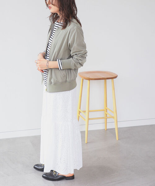 B:MING by BEAMS(ビーミングバイビームス)の「B:MING by BEAMS / ノーカラー ジップ ブルゾン 22SS(ブルゾン・レディース・ブラック/ベージュ/モスグリーン/アイボリー系・SMALL/MEDIUM/LARGE)」の8枚目の写真