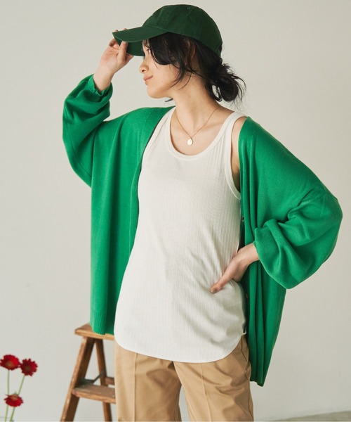 ANGIE(アンジー)の「Vネックオーバーサイズカラーカーディガン(カーディガン/ボレロ・レディース・グリーン/イエロー/オフホワイト/ブラック・FREE)」の11枚目の写真