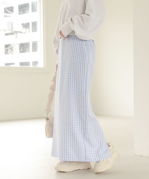 Heather（ヘザー）の「ハイウエストギンガムスリットナロースカート