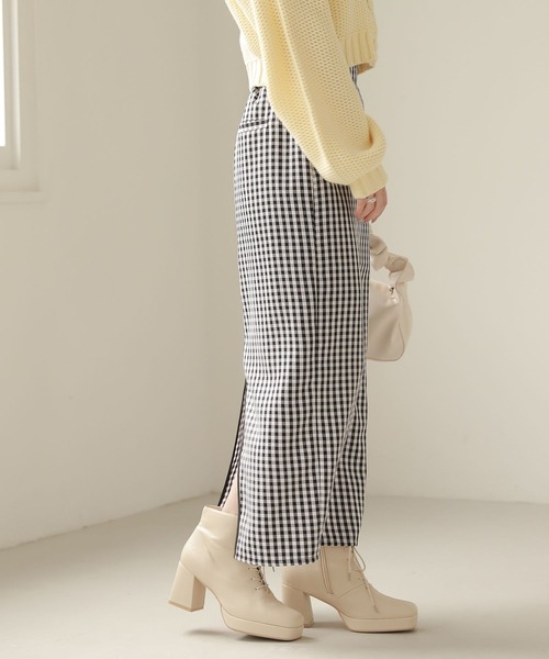 Heather（ヘザー）の「ハイウエストギンガムスリットナロースカート