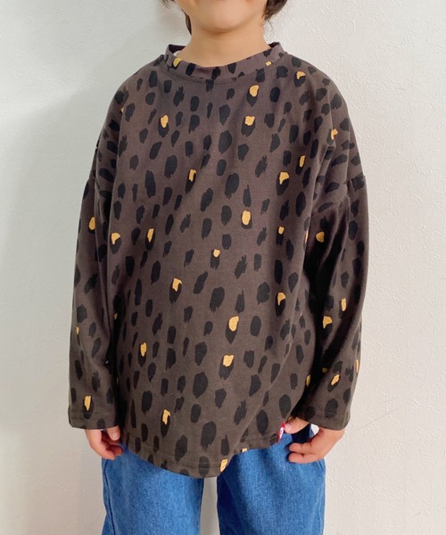 NESTA(ネスタ)の「レオパード長袖Tシャツ(Tシャツ/カットソー・キッズ・ベージュ/グレー・100/110/120/130)」の1枚目の写真