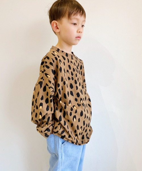 NESTA(ネスタ)の「レオパード長袖Tシャツ(Tシャツ/カットソー・キッズ・ベージュ/グレー・100/110/120/130)」の3枚目の写真