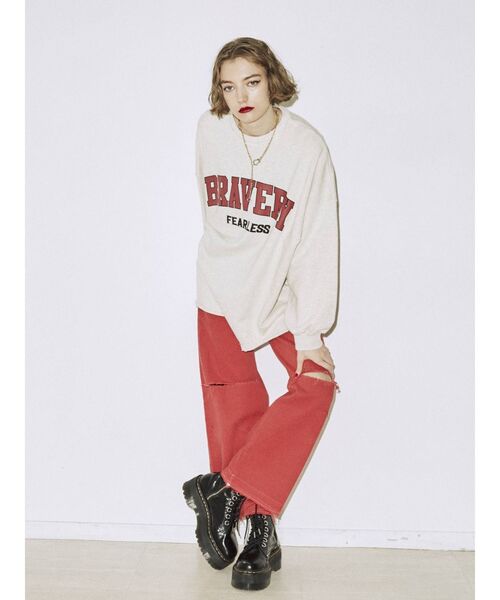 jouetie（ジュエティ）の「BRAVERYロゴカレッジプルオーバー【トレーナー/スウェット】（スウェット・レディース・グレー/ブラック/レッド/グリーン・MEDIUM）」の7枚目の写真