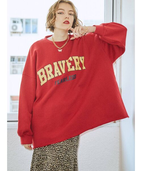 jouetie（ジュエティ）の「BRAVERYロゴカレッジプルオーバー【トレーナー/スウェット】（スウェット・レディース・グレー/ブラック/レッド/グリーン・MEDIUM）」の9枚目の写真