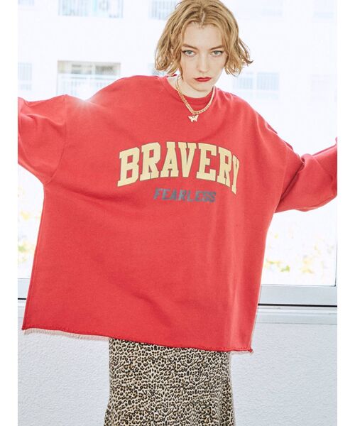 jouetie（ジュエティ）の「BRAVERYロゴカレッジプルオーバー【トレーナー/スウェット】（スウェット・レディース・グレー/ブラック/レッド/グリーン・MEDIUM）」の10枚目の写真