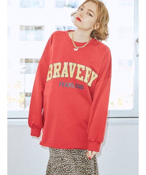 jouetie（ジュエティ）の「BRAVERYロゴカレッジプルオーバー【トレーナー/スウェット】（スウェット・レディース・グレー/ブラック/レッド/グリーン・MEDIUM）」の11枚目の写真