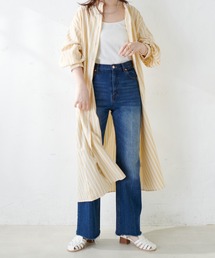 natural couture | 【WEB限定カラー有り】ナチュのオススメ3900ワンピ！細ベルト付きバンドカラーシャツワンピース(ワンピース)