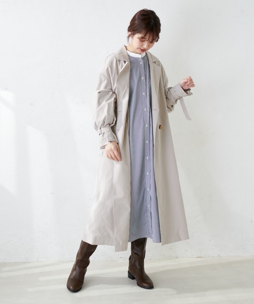 【WEB限定カラー有り】ナチュのオススメ3900ワンピ!細ベルト付きバンドカラーシャツワンピース