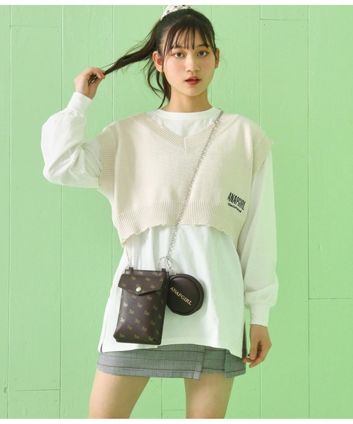 ANAP GiRL(アナップガール)の「モノグラムロゴスマホポシェット(ショルダーバッグ・キッズ・ブラウン/ブラック/ラベンダー・FREE)」の12枚目の写真