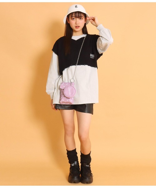 ANAP GiRL(アナップガール)の「モノグラムロゴスマホポシェット(ショルダーバッグ・キッズ・ブラウン/ブラック/ラベンダー・FREE)」の10枚目の写真