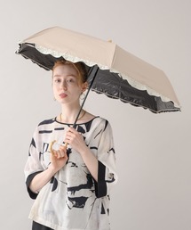 because ヒートカットバイカラーフリル晴雨兼用ミニ日傘