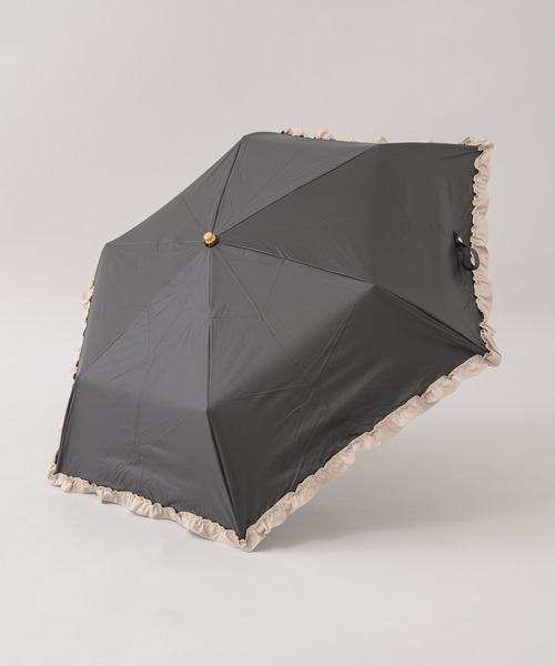 because（ビコーズ）の「because ヒートカットバイカラーフリル晴雨兼用ミニ日傘（折りたたみ傘・レディース・ブラック/ベージュ・FREE）」の18枚目の写真