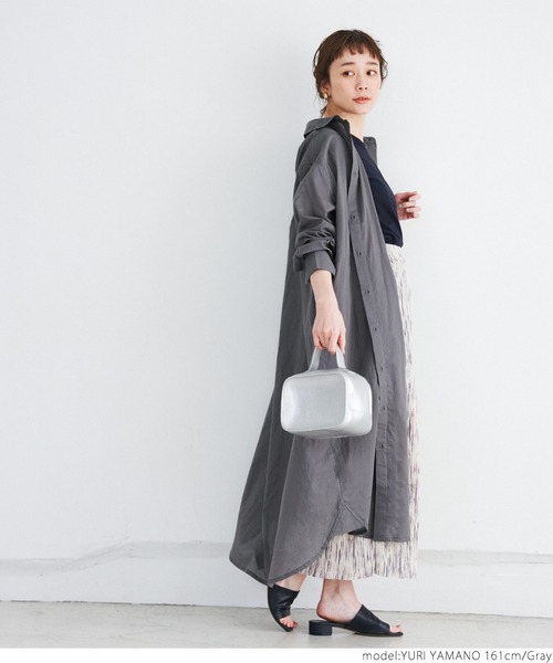 coca（coca）（コカ）の「たっぷりガーゼシャツワンピース（シャツワンピース・レディース・グレー/ライトピンク・ONE SIZE）」の7枚目の写真