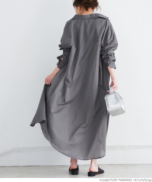 coca（coca）（コカ）の「たっぷりガーゼシャツワンピース（シャツワンピース・レディース・グレー/ライトピンク・ONE SIZE）」の5枚目の写真