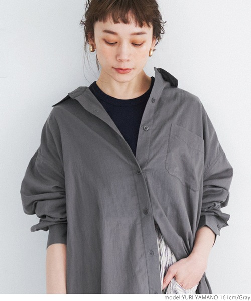 coca（coca）（コカ）の「たっぷりガーゼシャツワンピース（シャツワンピース・レディース・グレー/ライトピンク・ONE SIZE）」の13枚目の写真