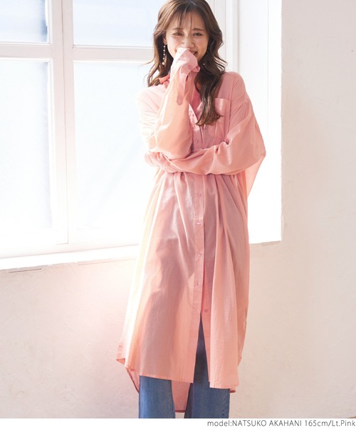 coca（coca）（コカ）の「たっぷりガーゼシャツワンピース（シャツワンピース・レディース・グレー/ライトピンク・ONE SIZE）」の6枚目の写真