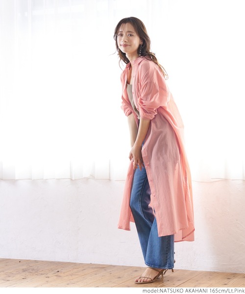 coca（coca）（コカ）の「たっぷりガーゼシャツワンピース（シャツワンピース・レディース・グレー/ライトピンク・ONE SIZE）」の14枚目の写真