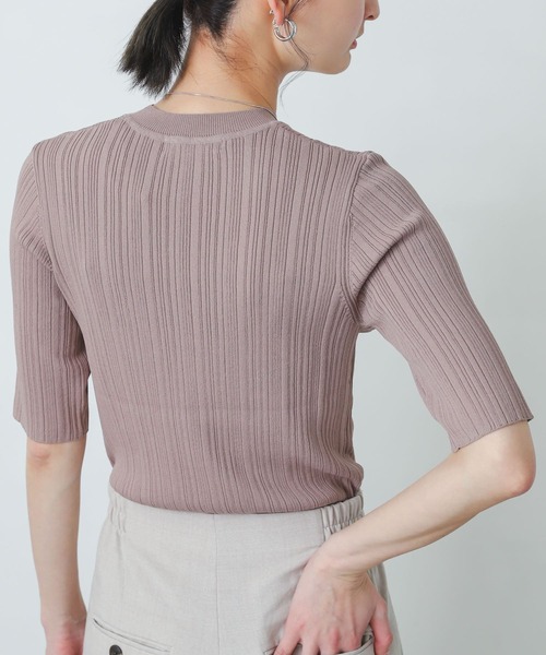 ランダムリブ　５分袖ニット　Ｍ ランダムリブ5分袖ニット - SOÉJU online store｜上質な大人の