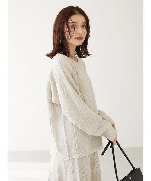 Furryrate（ファーリーレート）の「・furry rate ヘリンボーンドルマンニット＊（ニット/セーター・レディース・グリーン/アイボリー/オレンジ・FREE）」の8枚目の写真