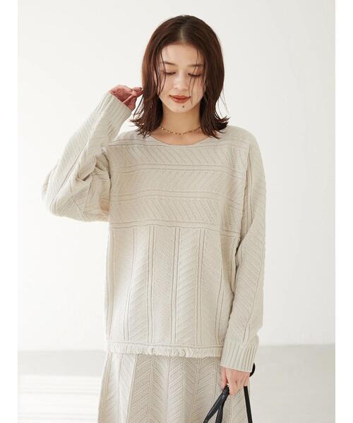 Furryrate（ファーリーレート）の「・furry rate ヘリンボーンドルマンニット＊（ニット/セーター・レディース・グリーン/アイボリー/オレンジ・FREE）」の9枚目の写真