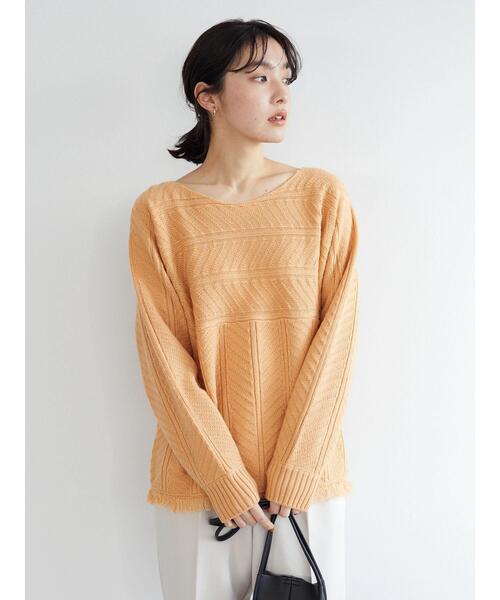 Furryrate（ファーリーレート）の「・furry rate ヘリンボーンドルマンニット＊（ニット/セーター・レディース・グリーン/アイボリー/オレンジ・FREE）」の14枚目の写真