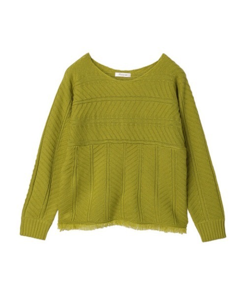 Furryrate（ファーリーレート）の「・furry rate ヘリンボーンドルマンニット＊（ニット/セーター・レディース・グリーン/アイボリー/オレンジ・FREE）」の4枚目の写真