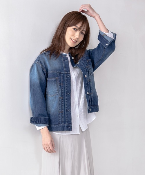 新品 YANUK ノーカラー デニムジャケット 2023 完売品 白 ホワイト 新品 YANUK ノーカラー デニムジャケット 2023 完売品 白