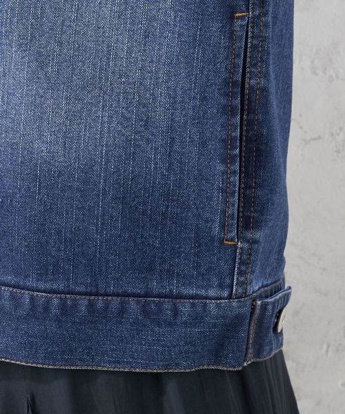 Petit Honfleur（プチオンフルール）の「ノーカラーデニムジャケット（デニムジャケット・レディース・ブルー・9号/11号）」の10枚目の写真