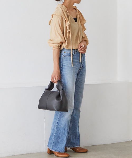 EFOLE（エフォル）の「【EFOLE】 タックハンドル トートバッグ（トートバッグ・レディース・ホワイト/ブラック・FREE）」の5枚目の写真