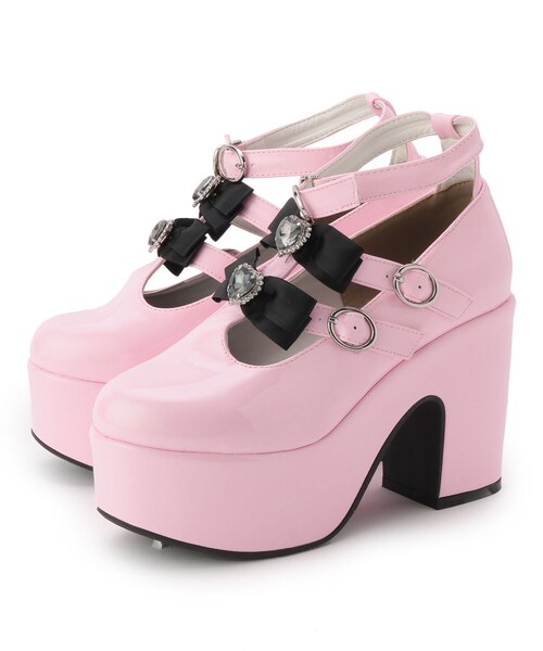 cs T&P(シーエスティーアンドピー)の「【残りわずか】ダブルリボン厚底パンプス(パンプス・レディース・ブラック/ブラック系1/ピンク系・S/M/L/LL)」の3枚目の写真