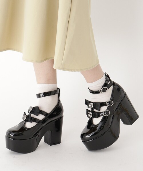 cs T&P(シーエスティーアンドピー)の「【残りわずか】ダブルリボン厚底パンプス(パンプス・レディース・ブラック/ブラック系1/ピンク系・S/M/L/LL)」の11枚目の写真