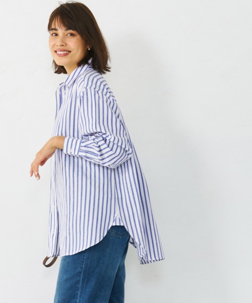 coca（coca）（コカ）の「＼新色登場／ビッグストライプシャツ（シャツ/ブラウス・レディース・ブラック/ブルー/B/A・ONE SIZE/S/M/L）」の7枚目の写真