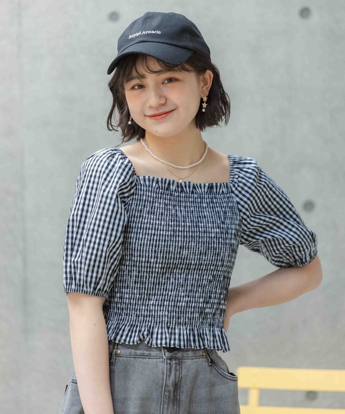 repipi armario（レピピ アルマリオ）の「ギンガムチェックシャーリングブラウス（シャツ/ブラウス・キッズ・ブラック/ベージュ/グリーン/オレンジ系その他・MEDIUM/LARGE）」の13枚目の写真