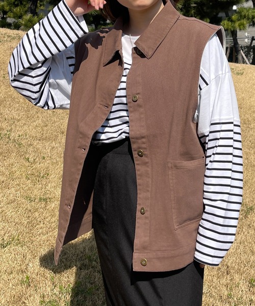 PairPair（ペアペア）の「アソートオーバージレ(ユニセックス)（ベスト・レディース・アイボリー/ダークインディゴブルー/モカ/オレンジ系その他・FREE）」の21枚目の写真