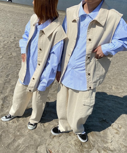 PairPair（ペアペア）の「アソートオーバージレ(ユニセックス)（ベスト・レディース・アイボリー/ダークインディゴブルー/モカ/オレンジ系その他・FREE）」の6枚目の写真