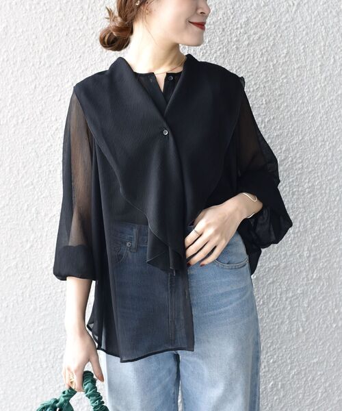 SHIPS（シップス）の「〈手洗い可能〉 ドット / ソリッド 2WAY タイ ブラウス（シャツ/ブラウス・レディース・ブラック/ベージュ/ダークグレー/ベージュ系その他・ONE SIZE）」の19枚目の写真