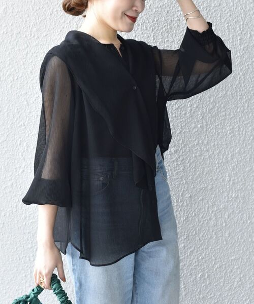 SHIPS（シップス）の「〈手洗い可能〉 ドット / ソリッド 2WAY タイ ブラウス（シャツ/ブラウス・レディース・ブラック/ベージュ/ダークグレー/ベージュ系その他・ONE SIZE）」の18枚目の写真