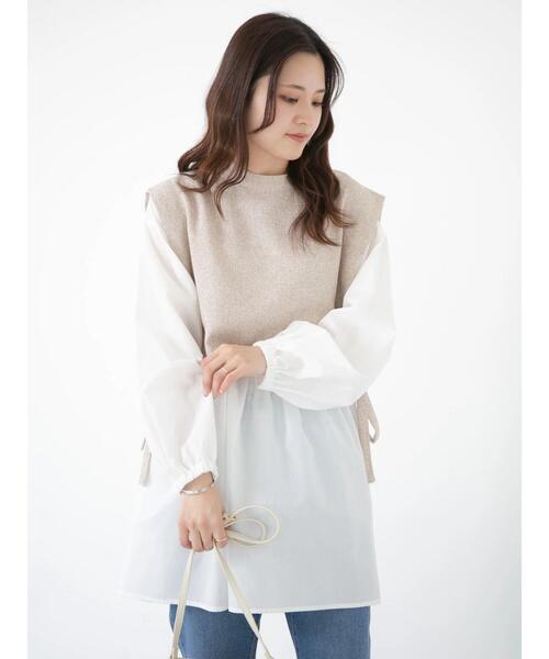 ELENCARE DUE（エレンカーレデュエ）の「・ELENCARE DUE ツイードキリカエチュニック（Tシャツ/カットソー・レディース・ベージュ/ネイビー/グレー・FREE）」の5枚目の写真