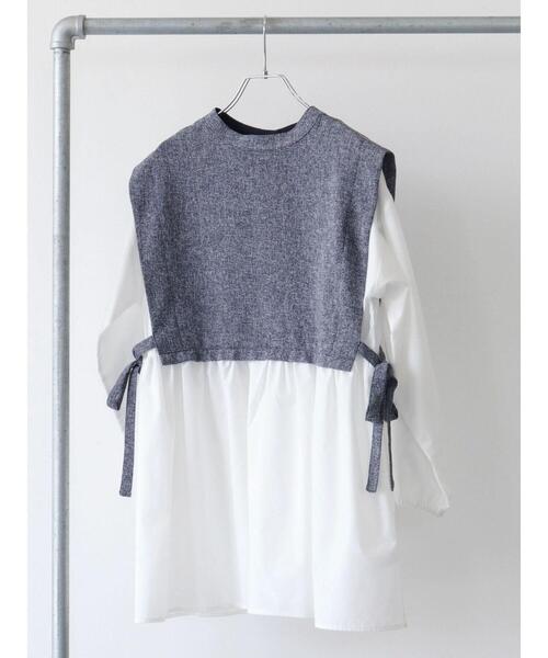 ELENCARE DUE（エレンカーレデュエ）の「・ELENCARE DUE ツイードキリカエチュニック（Tシャツ/カットソー・レディース・ベージュ/ネイビー/グレー・FREE）」の6枚目の写真
