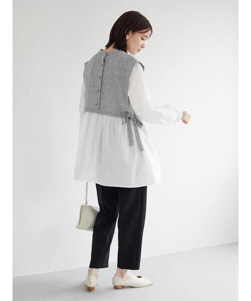 ELENCARE DUE（エレンカーレデュエ）の「・ELENCARE DUE ツイードキリカエチュニック（Tシャツ/カットソー・レディース・ベージュ/ネイビー/グレー・FREE）」の9枚目の写真