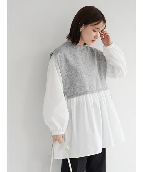 ELENCARE DUE（エレンカーレデュエ）の「・ELENCARE DUE ツイードキリカエチュニック（Tシャツ/カットソー・レディース・ベージュ/ネイビー/グレー・FREE）」の10枚目の写真