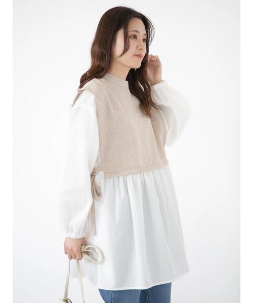 ELENCARE DUE（エレンカーレデュエ）の「・ELENCARE DUE ツイードキリカエチュニック（Tシャツ/カットソー・レディース・ベージュ/ネイビー/グレー・FREE）」の16枚目の写真