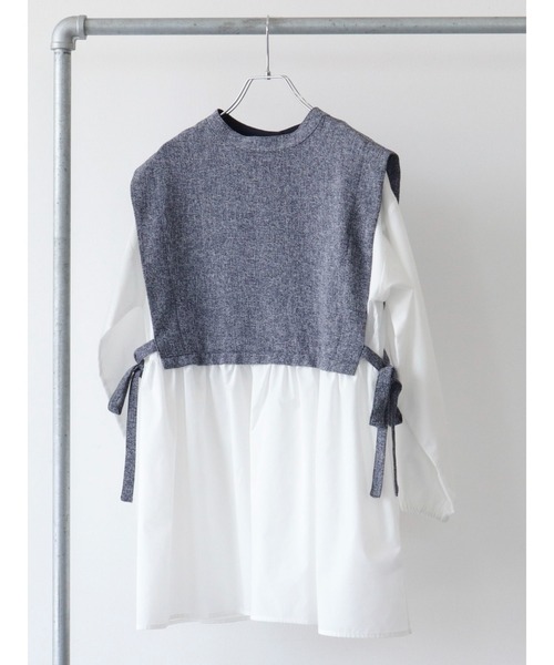 ELENCARE DUE（エレンカーレデュエ）の「・ELENCARE DUE ツイードキリカエチュニック（Tシャツ/カットソー・レディース・ベージュ/ネイビー/グレー・FREE）」の3枚目の写真