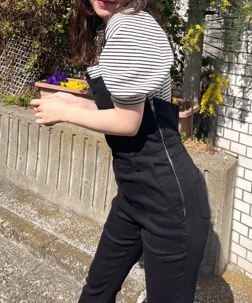 OLIVE des OLIVE(オリーブデオリーブ)の「フレアサロペット(サロペット/オーバーオール・レディース・ワンウォッシュ/ブラック・FREE)」の8枚目の写真