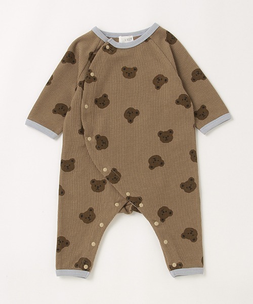 b・ROOM(ビールーム)の「くま総柄ワッフルカバーオール(ロンパース・キッズ・ベージュ/トップグレー/アイボリー・80cm/70cm)」の12枚目の写真