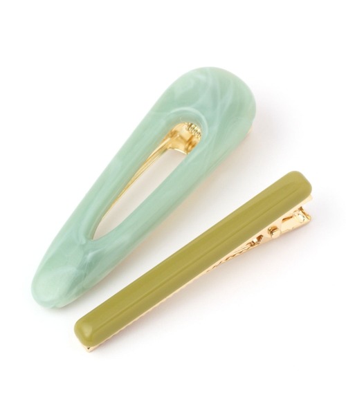 studio CLIP（スタディオクリップ）の「2SETぷっくりカラーピン（ヘアピン・レディース・ブラウン/グリーン・FREE）」の2枚目の写真