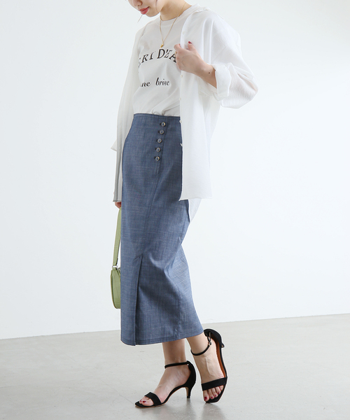 La TOTALITE(ラトータリテ)の「デニムタイトスカート(デニムスカート・レディース・ベージュ/ネイビー・36/38)」の2枚目の写真