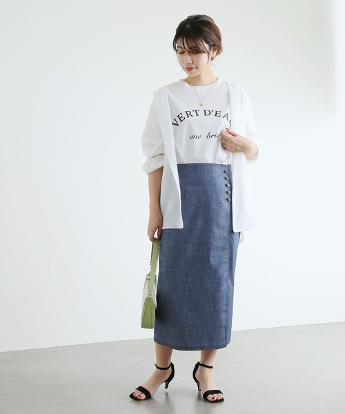 La TOTALITE(ラトータリテ)の「デニムタイトスカート(デニムスカート・レディース・ベージュ/ネイビー・36/38)」の3枚目の写真