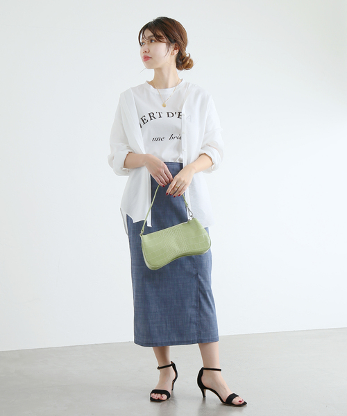 La TOTALITE(ラトータリテ)の「デニムタイトスカート(デニムスカート・レディース・ベージュ/ネイビー・36/38)」の4枚目の写真