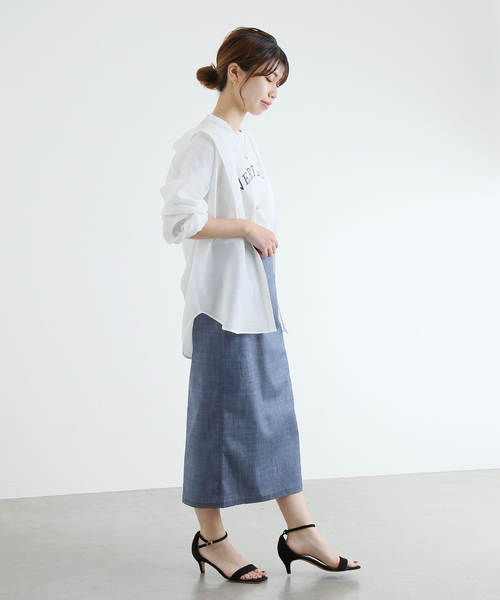 La TOTALITE(ラトータリテ)の「デニムタイトスカート(デニムスカート・レディース・ベージュ/ネイビー・36/38)」の5枚目の写真